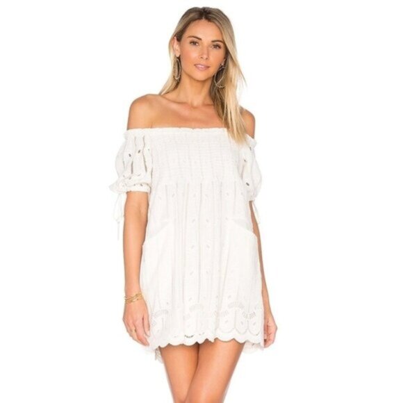 Tularosa Revolve Women's Quinn Mini Dress Off The Shoulder Embroidered Small - Picture 1 of 16